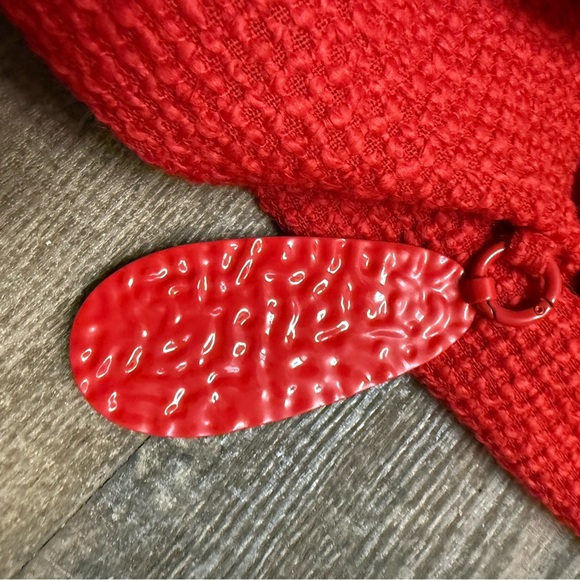 AREA size 2 Wool NWOT Red Embellished Mini Skirt with large crystal hooks - Picture 14 of 15